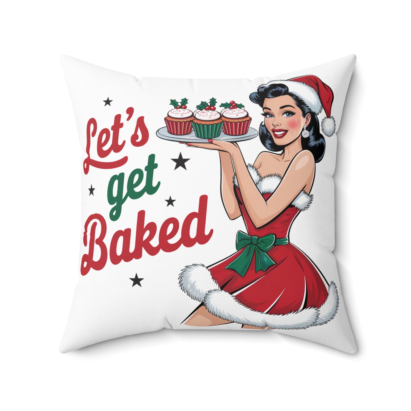 Let's Get Baked-Spun Polyester Square Pillow (White)