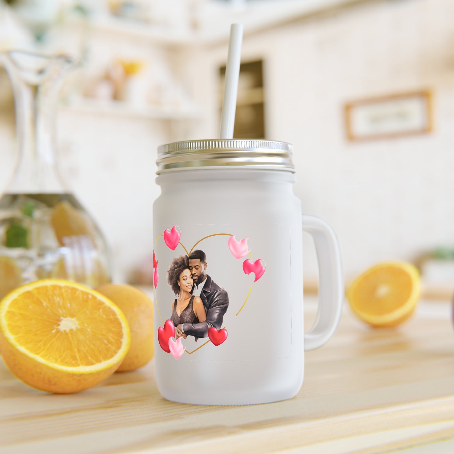 When Somebody Loves You Back Mason Jar with Straw - Adorable Couple Design for Weddings & Anniversaries