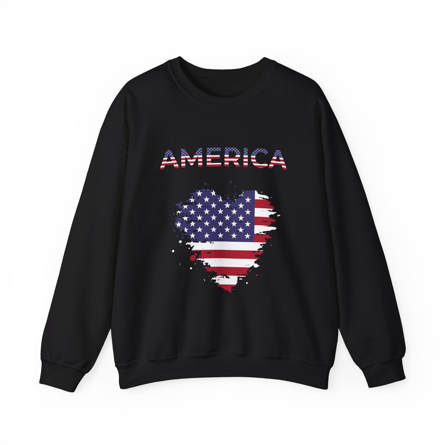 Patriotic America Flag Heart Crewneck Sweatshirt