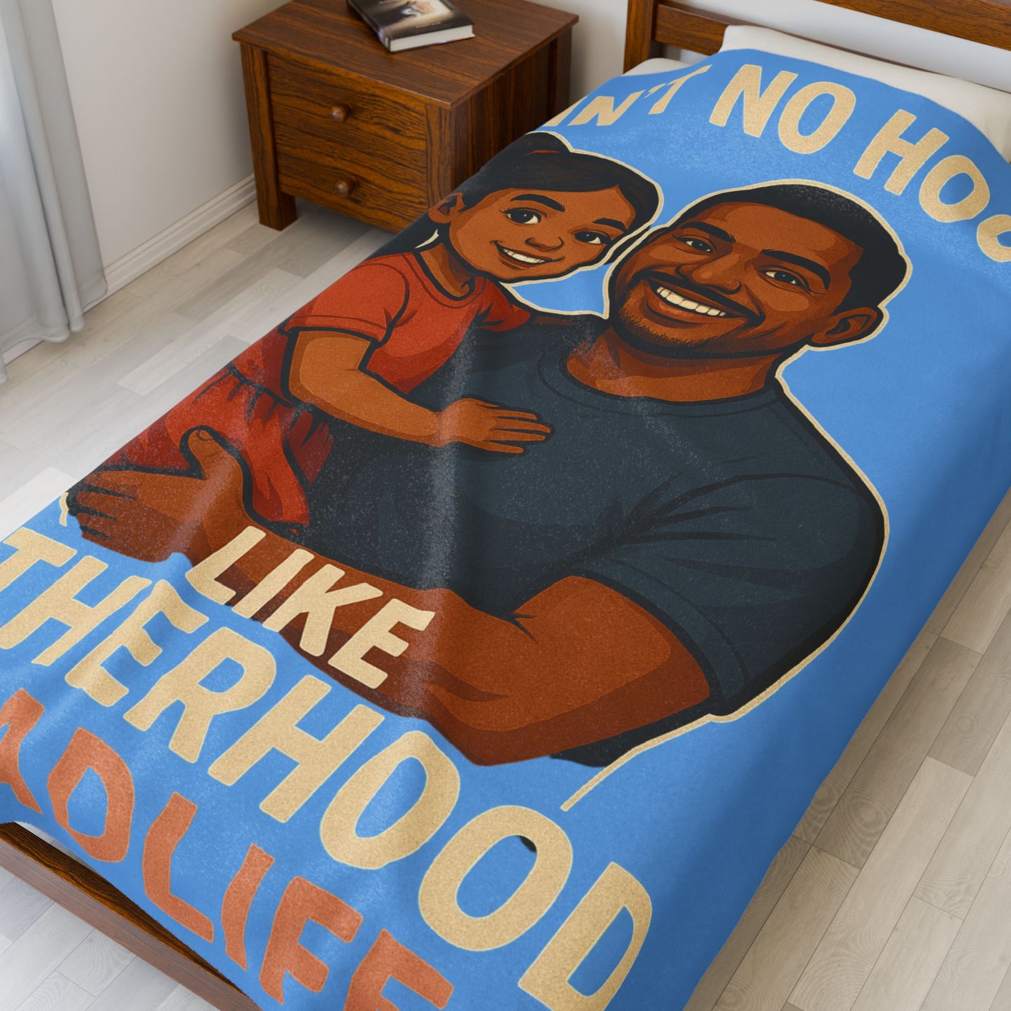 Fatherhood-Hispanic-Lt Blue Velveteen Plush Blanket
