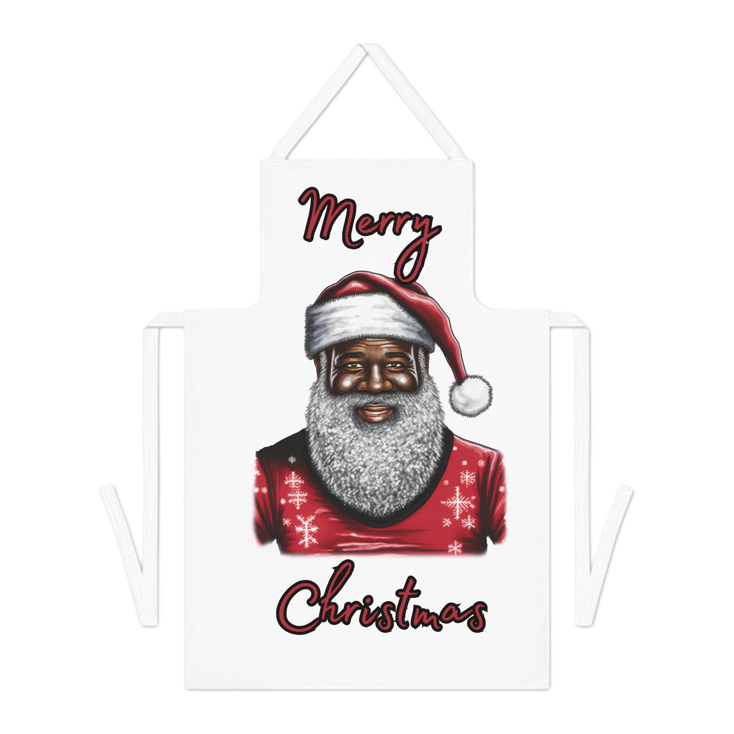 Black Santa-Adult Apron (AOP) (White)