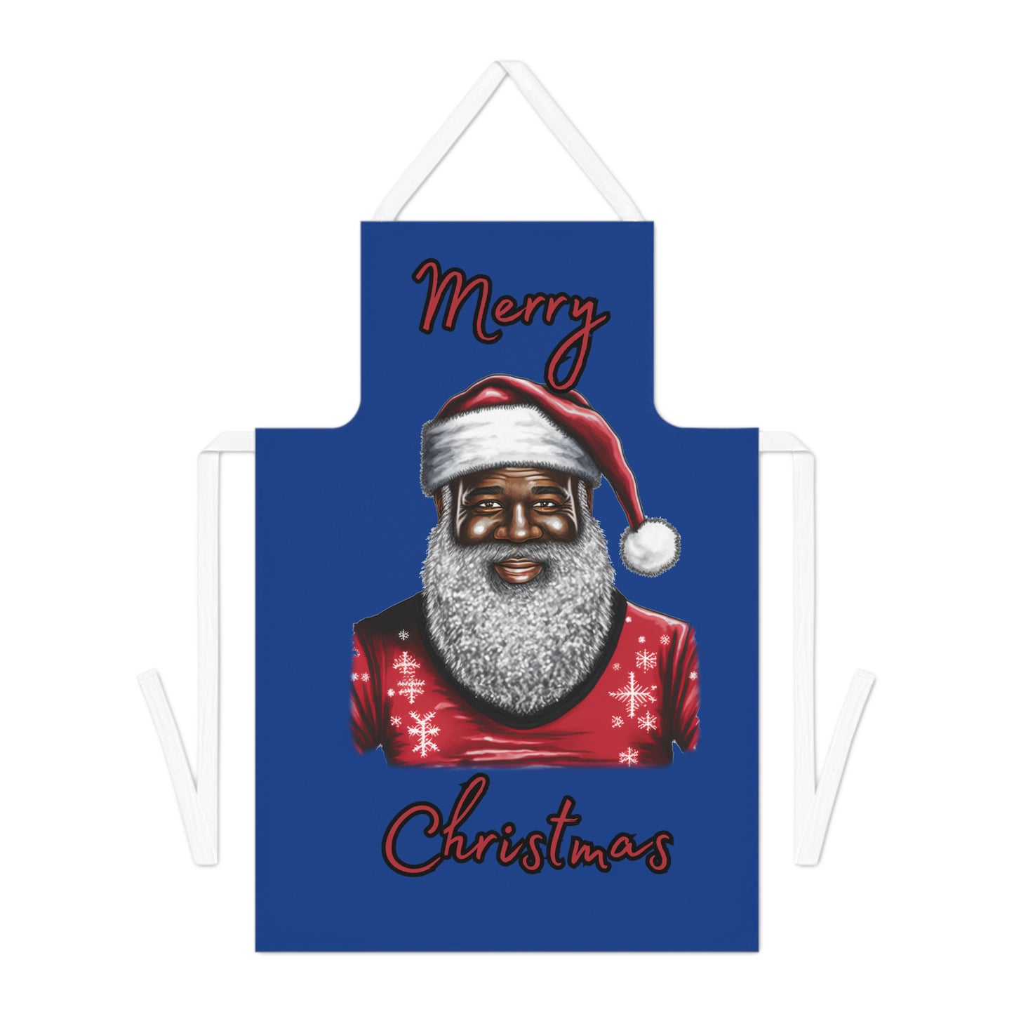 Black Santa-Adult Apron (AOP) (Dk Blue)
