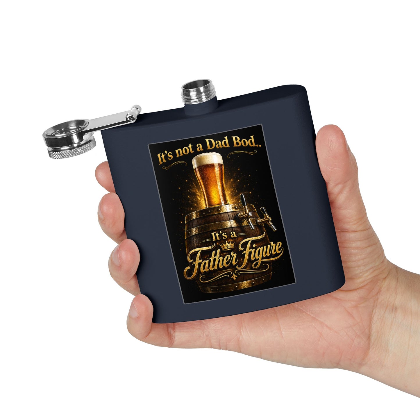 "It's Not a Dad Bod... It's a Father Figure" Stainless Steel 6 oz Pocket Hip Flask
