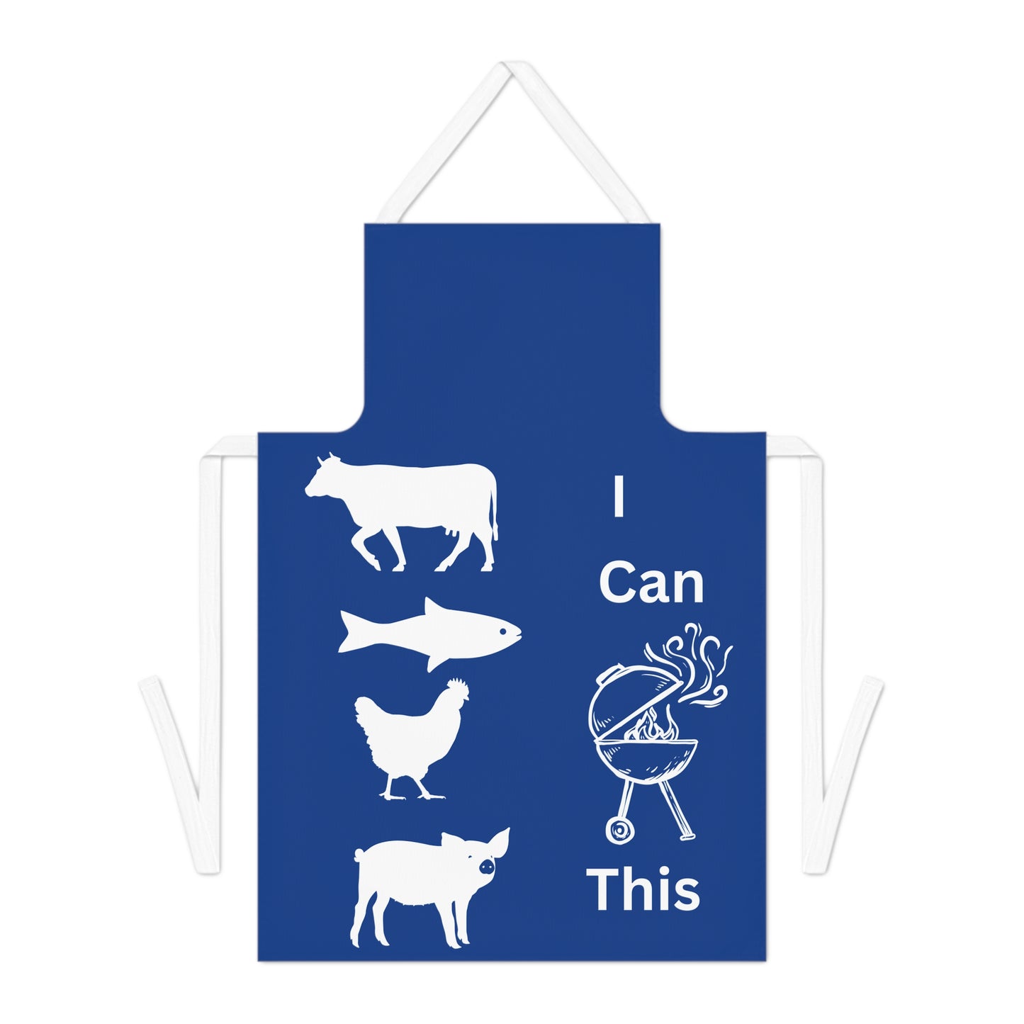 I Can Grill Blue-White- Apron