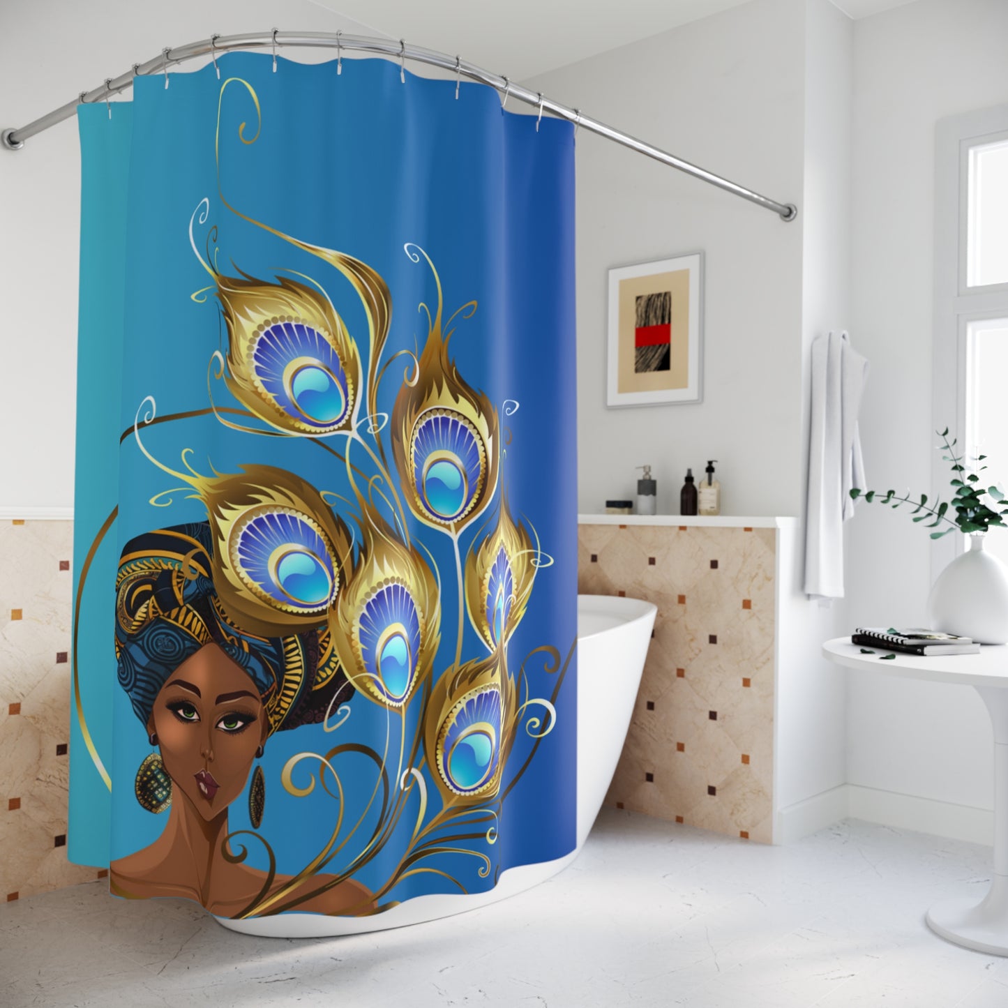 Queen Peacock Shower Curtain - Afrocentric Home Decor