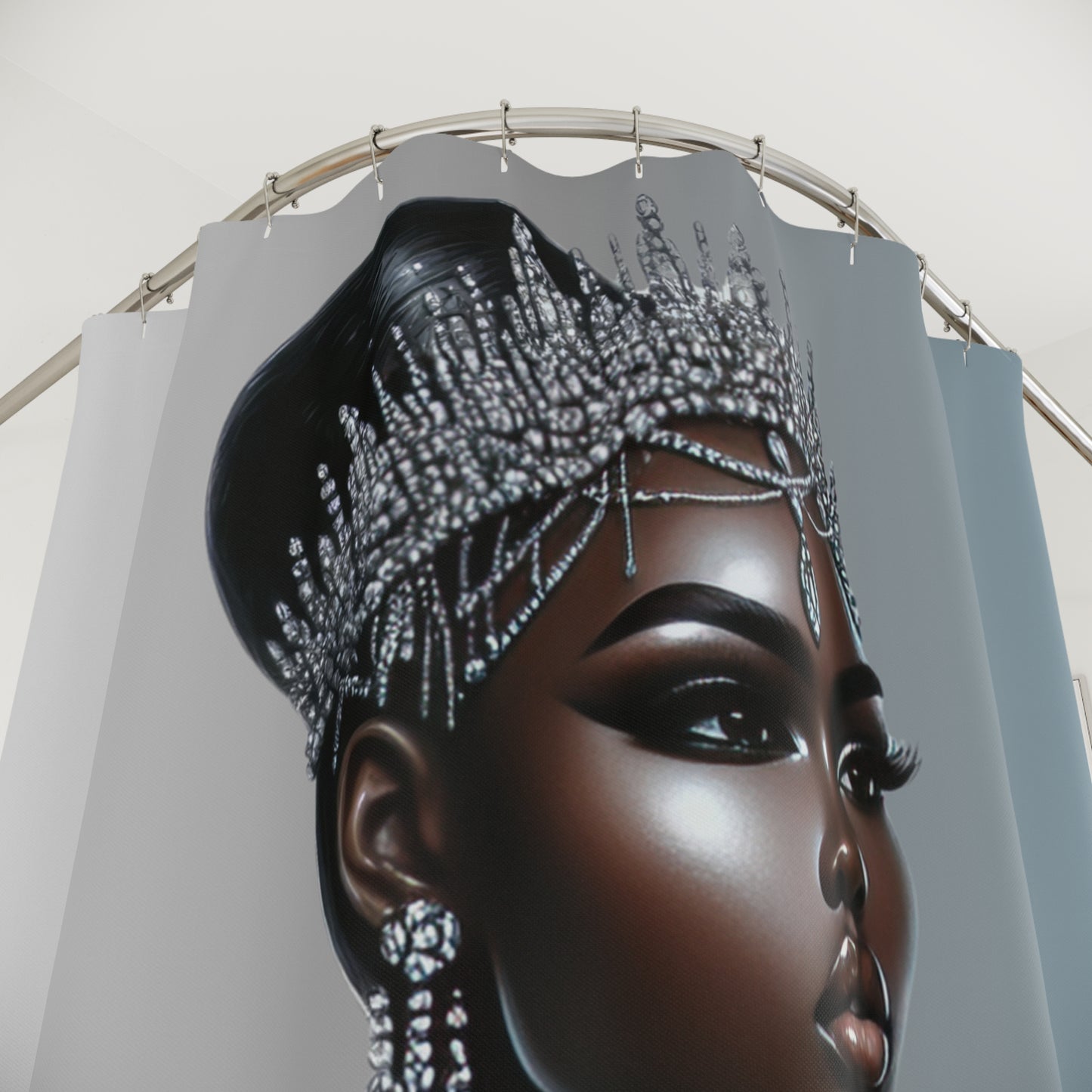 Silver Shower Curtain - African American Queen Design