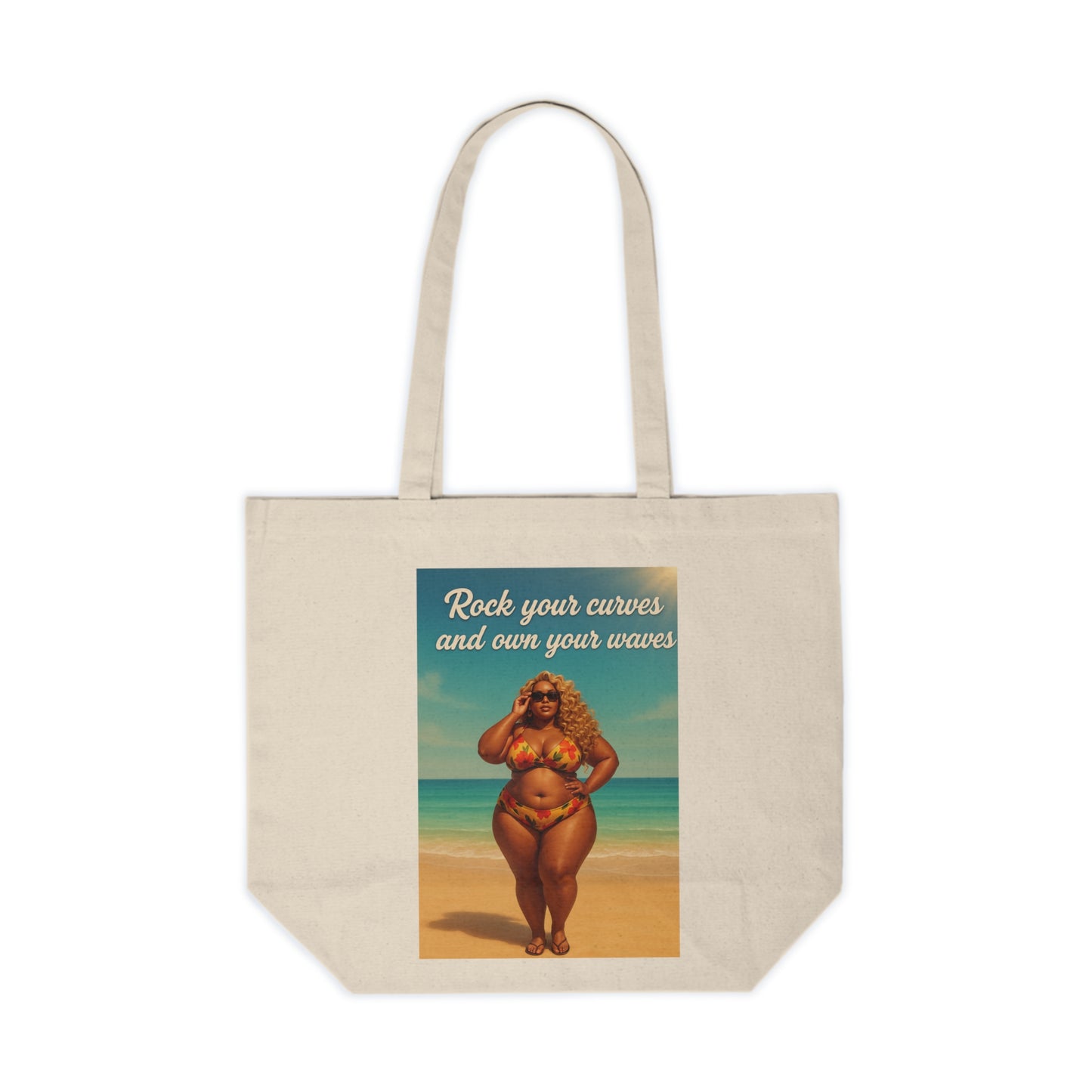 Rock Your Curves and Own Your Waves Empowering Canvas Shopping Tote