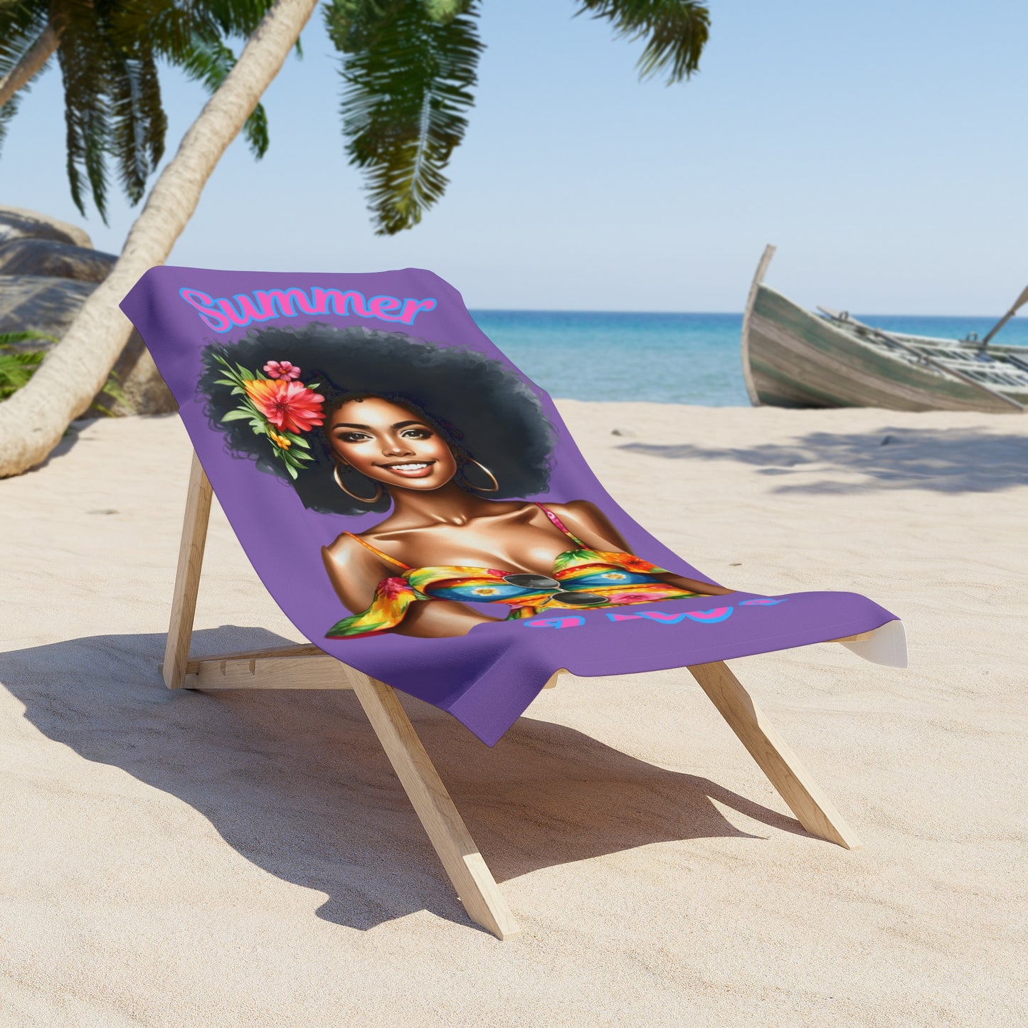 Summer Vibes Beach Towel 4-Lt Purple