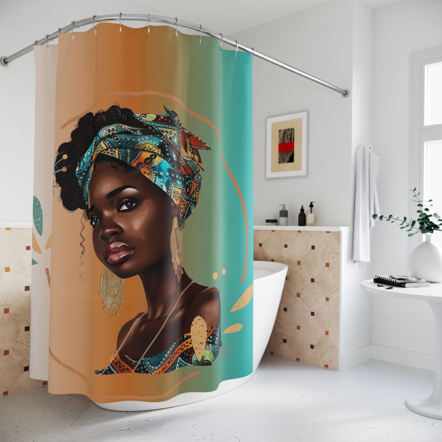 Queen Teal Shower Curtain