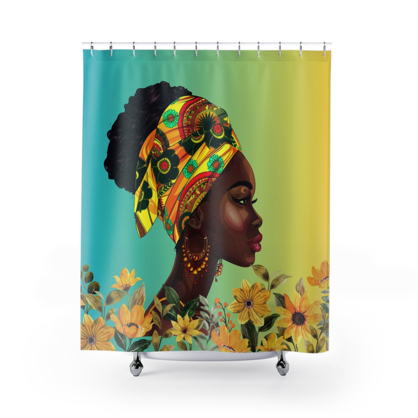 Sunflower Queen Shower Curtain - Colorful Floral Design for Modern Bathrooms