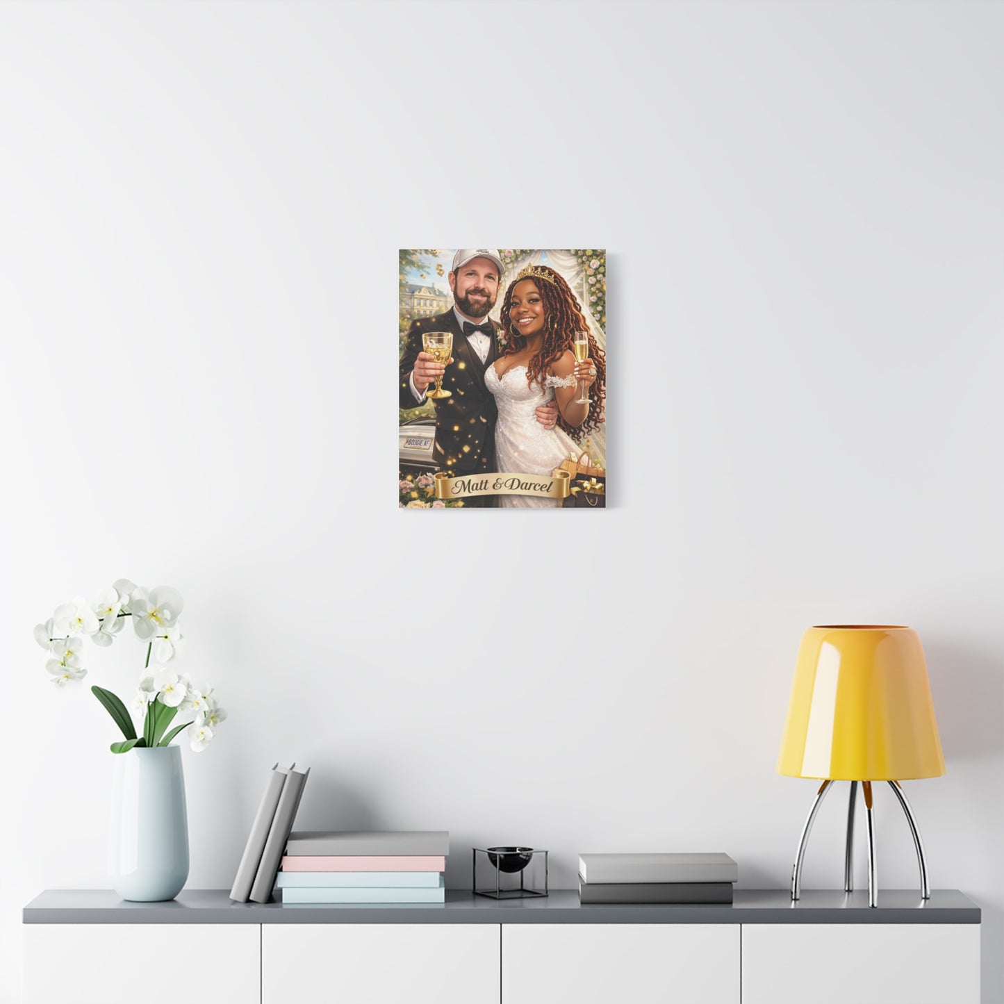 Wedding Couple Portrait Canvas — Personalized 'Matt & Darcel' Stretched Matte Print