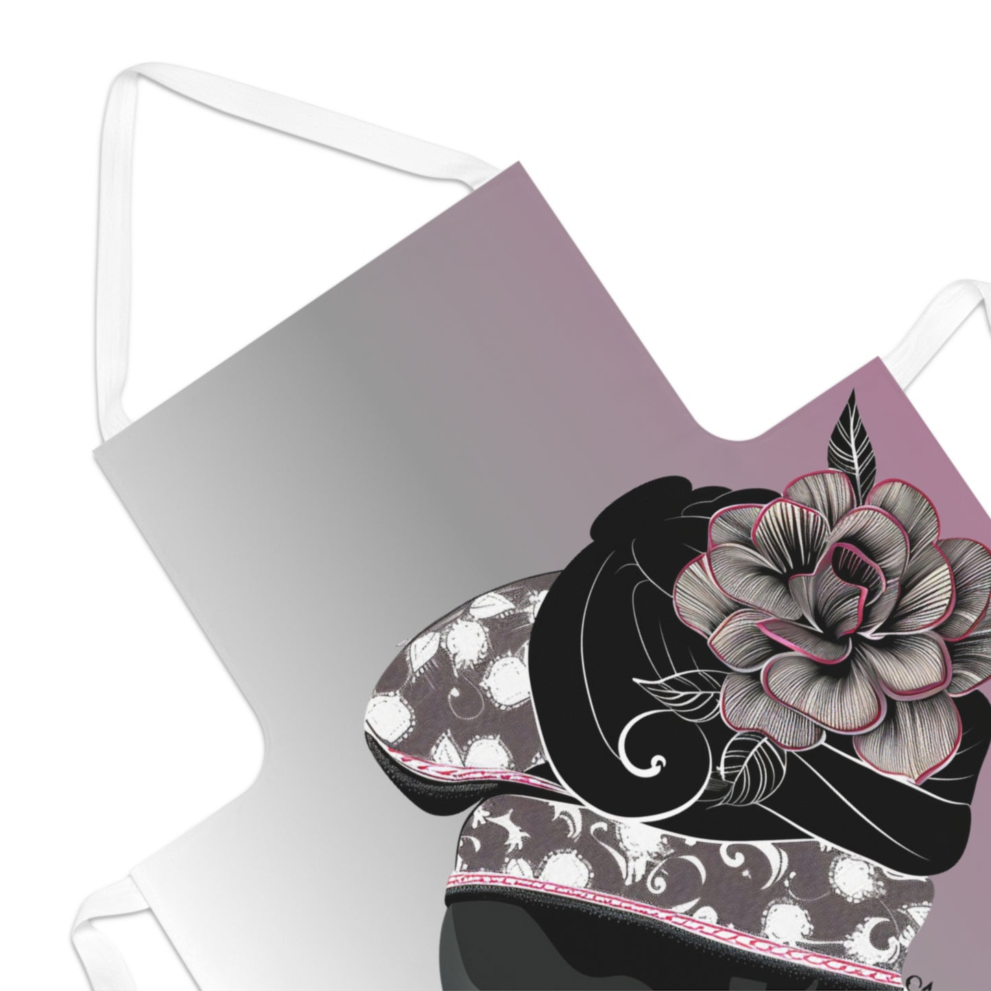 Queen Feather Adult Apron with Floral Design - Perfect Gift for Cooking Enthusiasts