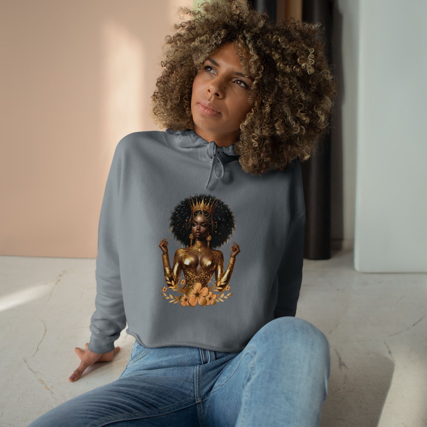Golden Goddess Crop Hoodie