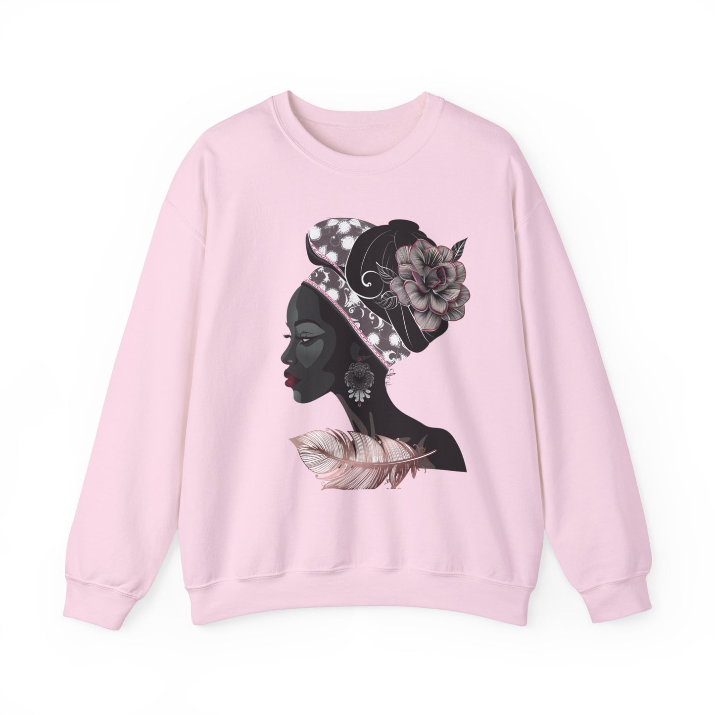 Queen Feather Graphic Crewneck Sweatshirt - Floral Design