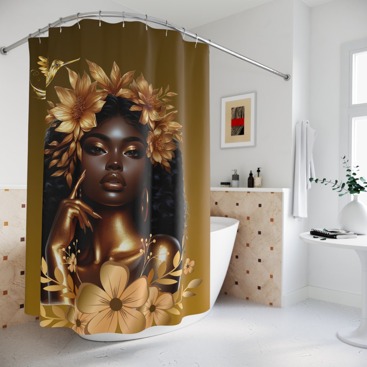 Queen Hummingbird Shower Curtain - Botanical Design for Home Décor