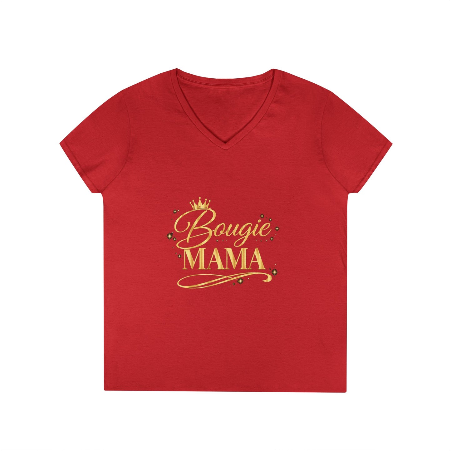 Bougie Mama V-Neck T-Shirt — Gold Script Women's Tee