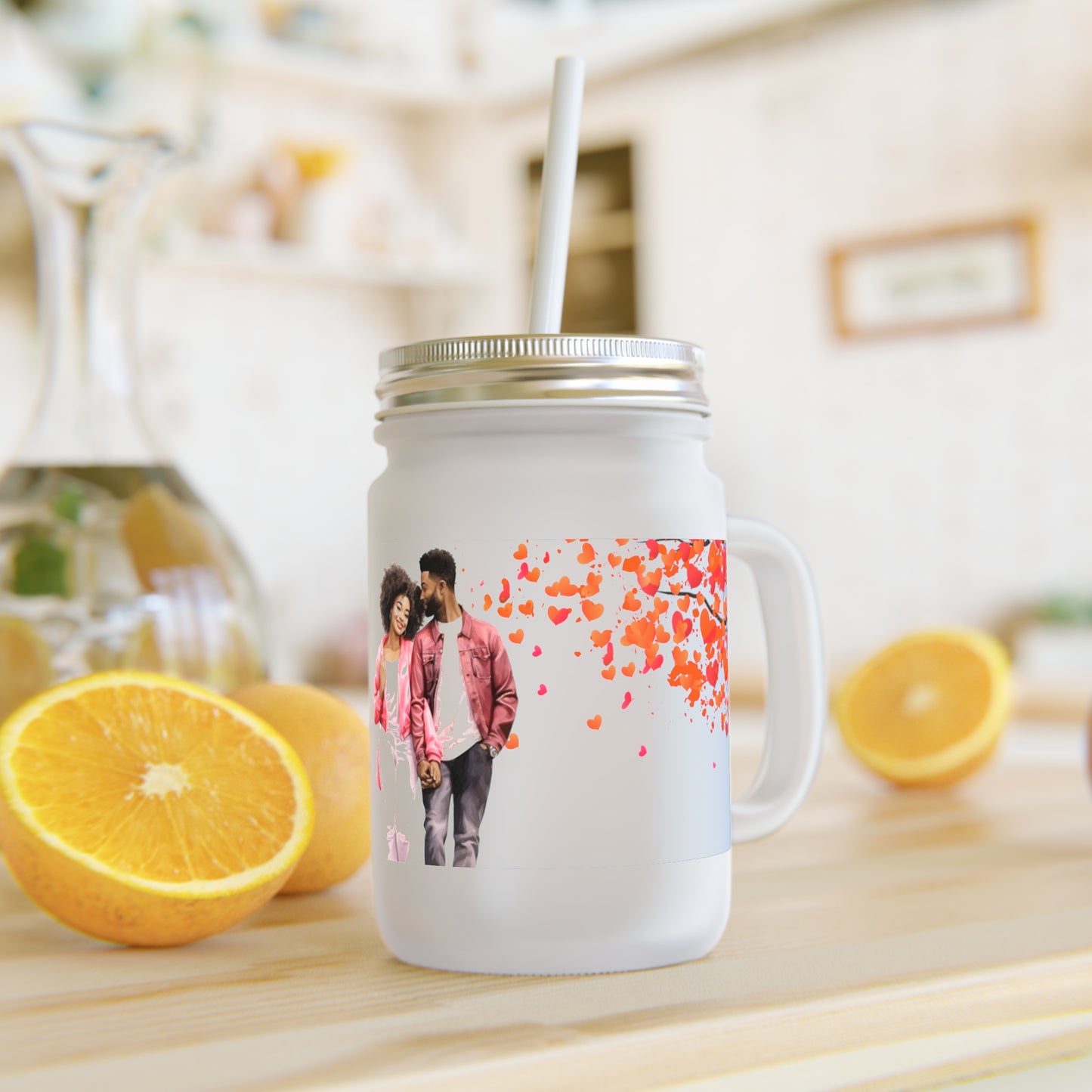 Love Stroll Mason Jar with Straw - Perfect Gift for Couples