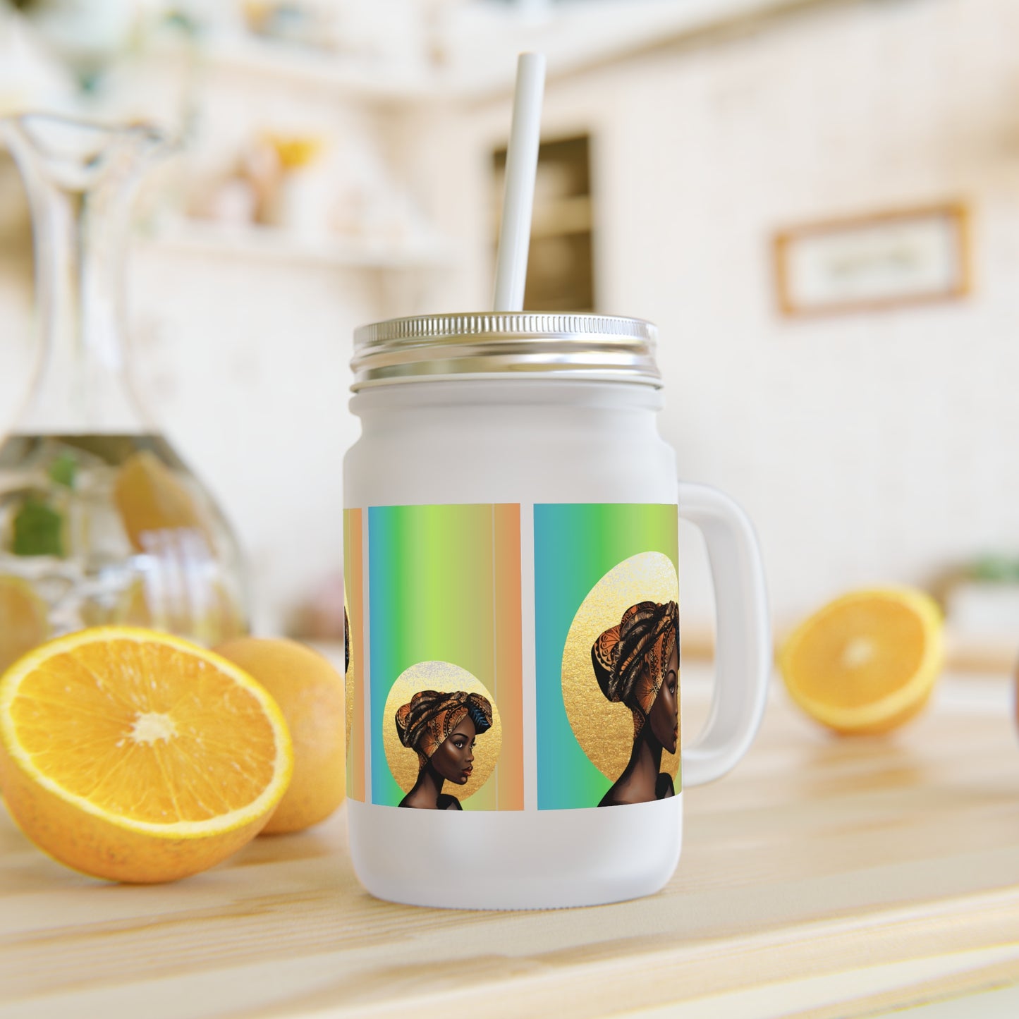 Queen Moon Mason Jar with Straw