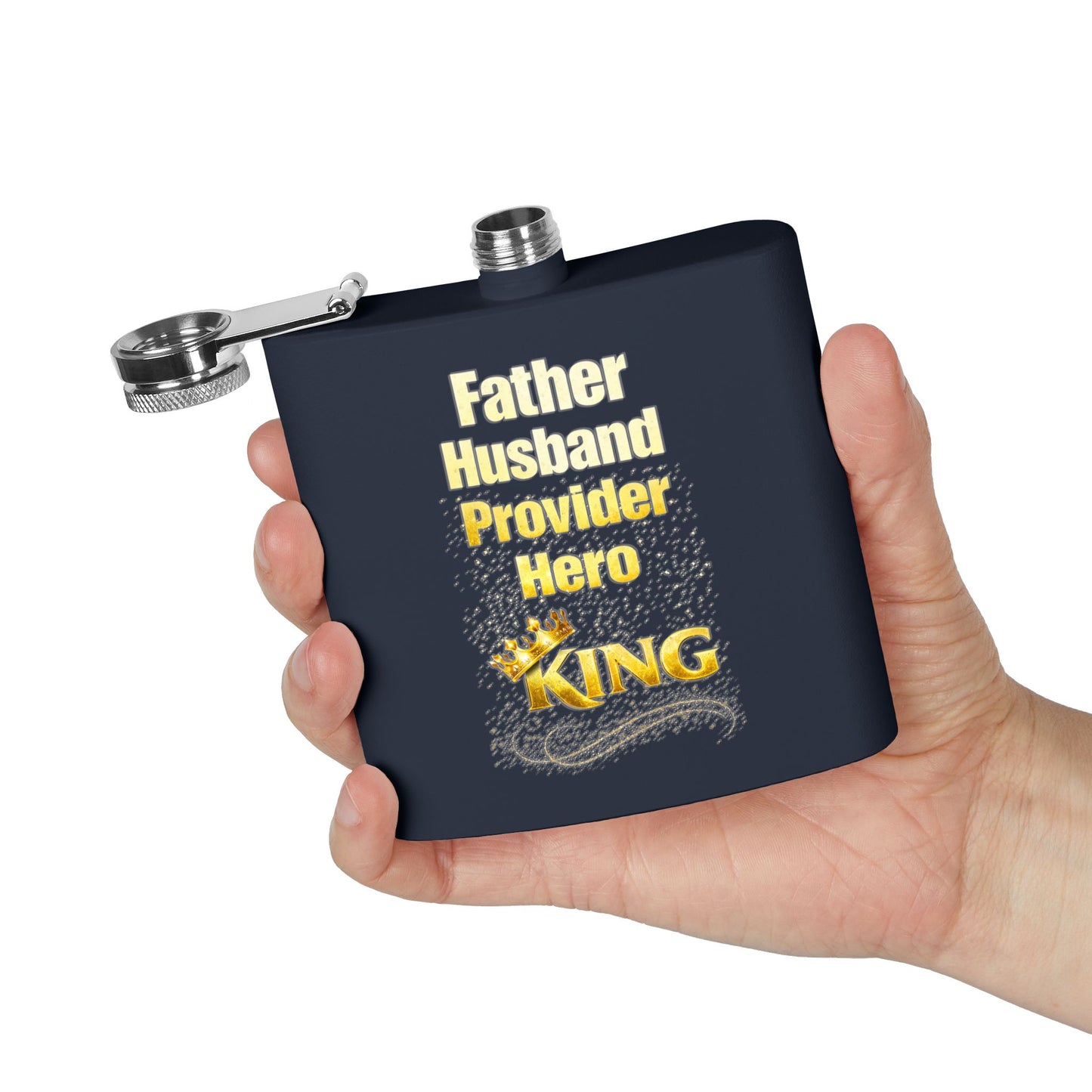 "Father Husband Provider Hero" 6oz Stainless Steel Flask- Gift for Dad