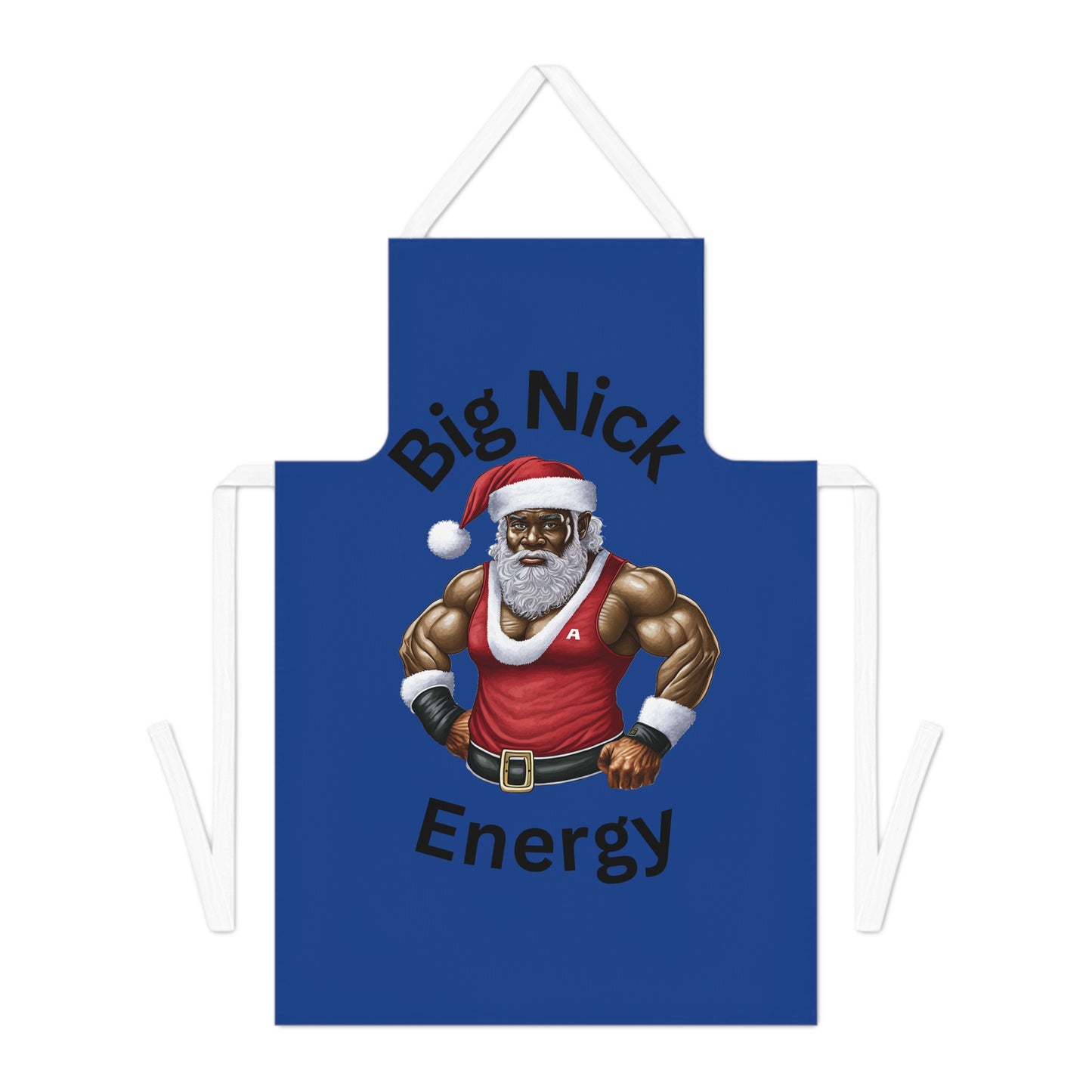 Black Santa-Adult Apron (AOP) (Dk Blue)