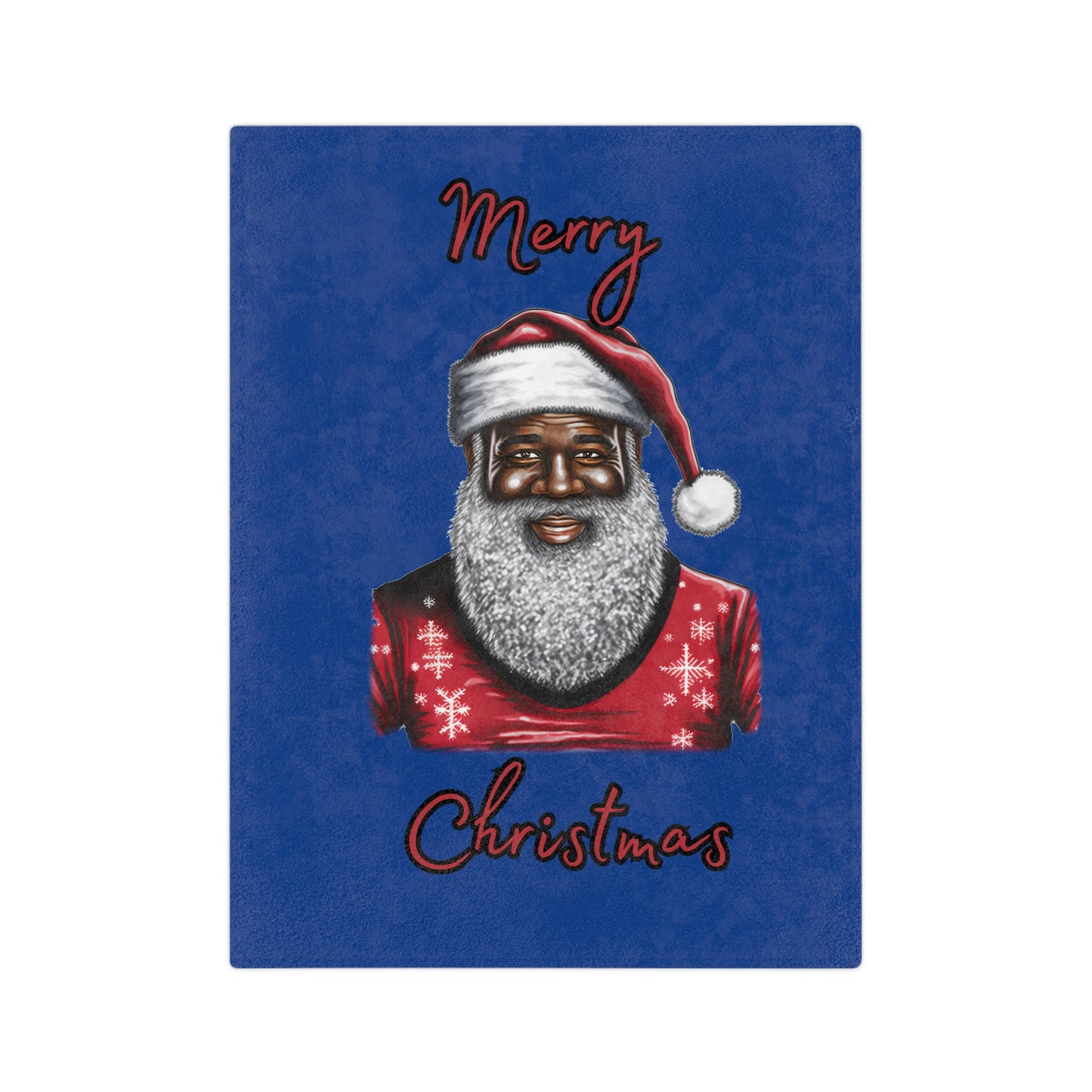 Black Santa-Velveteen Microfiber Blanket (Dk Blue)