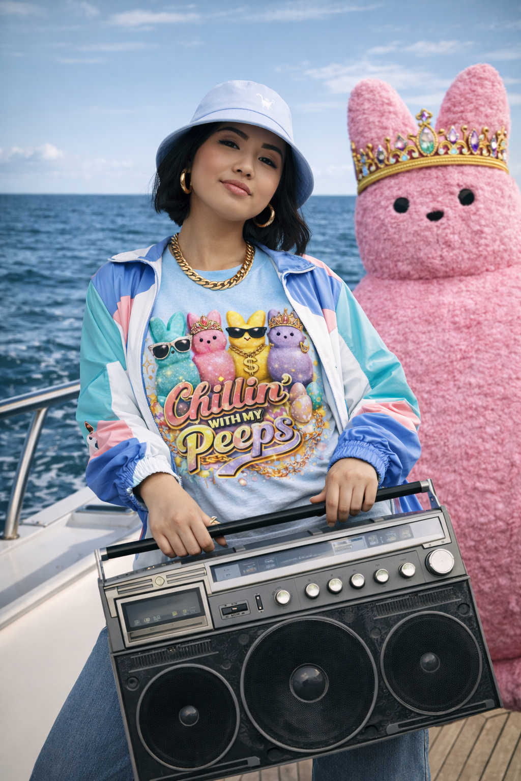 Chillin' With My Peeps T-Shirt 1 — Cute Easter Marshmallow Bunny Graphic Tee