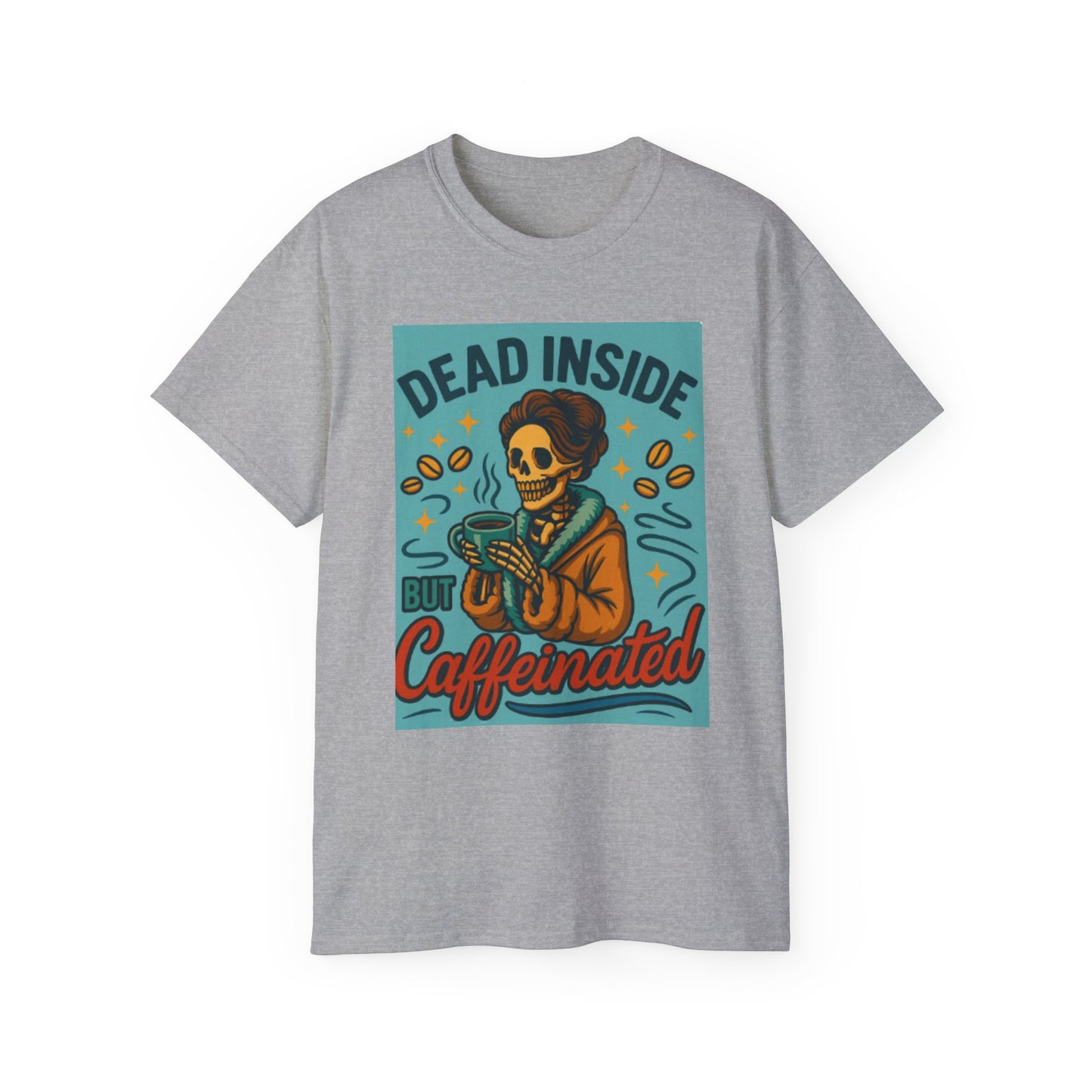 Skeleton-Dead Inside But Caffeinated Tee, Image 1