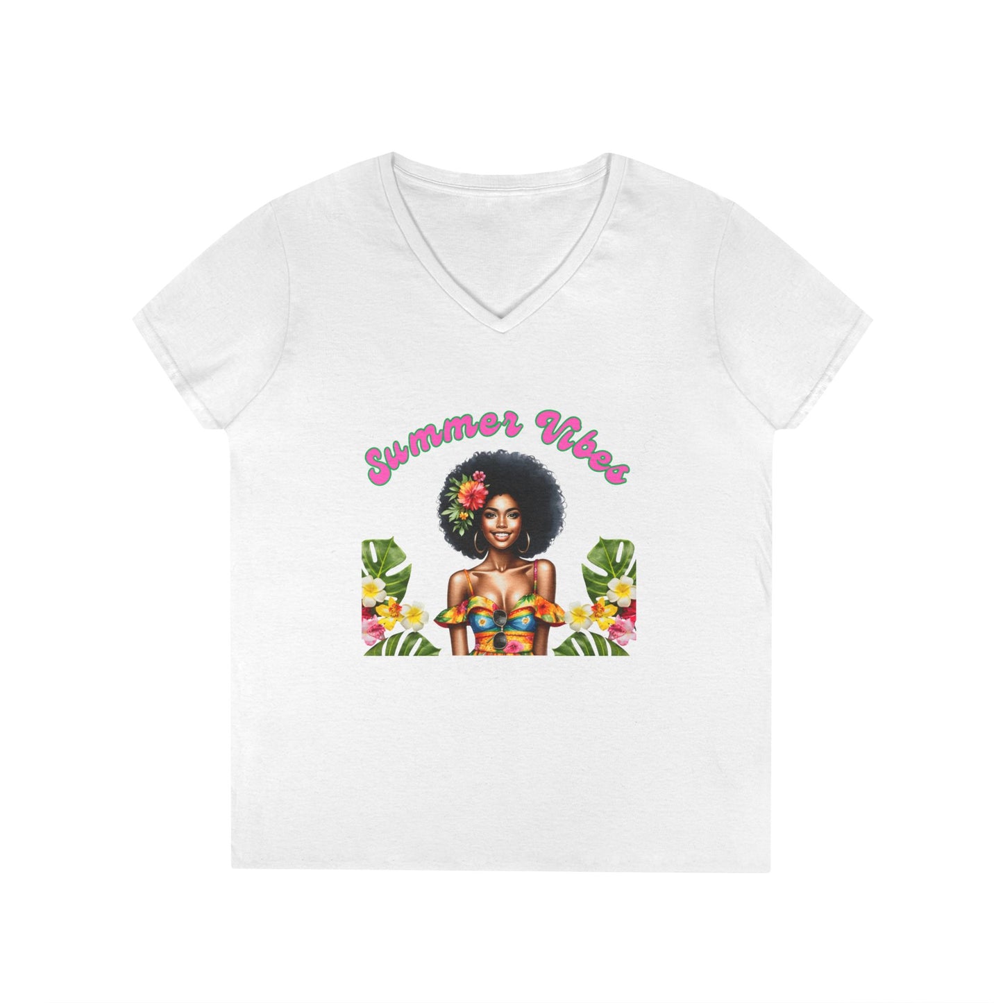 Summer Vibes Ladies' V-Neck T-Shirt 3