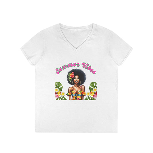 Summer Vibes Ladies' V-Neck T-Shirt 3