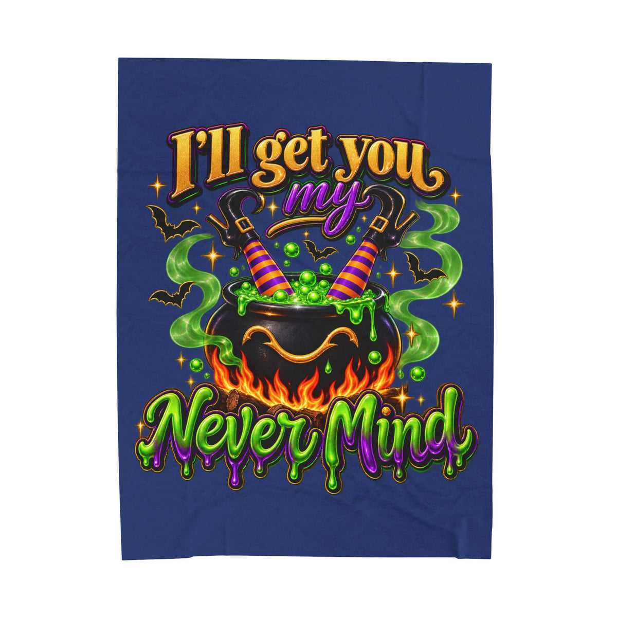'I'll Get You My Never Mind' Witch Cauldron Halloween Blanket-Blue