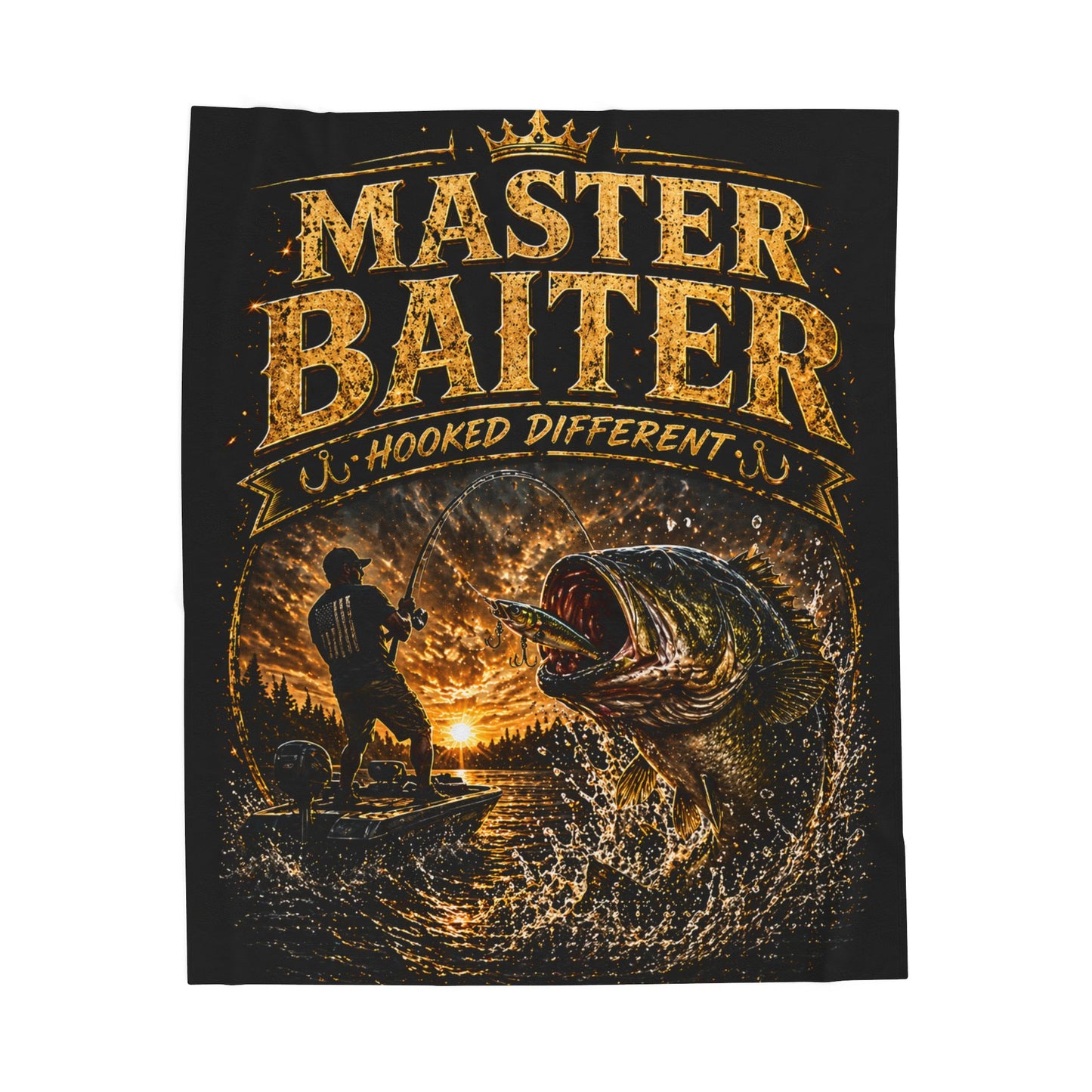 Master Baiter Fishing Blanket – Velveteen Plush Throw for Anglers