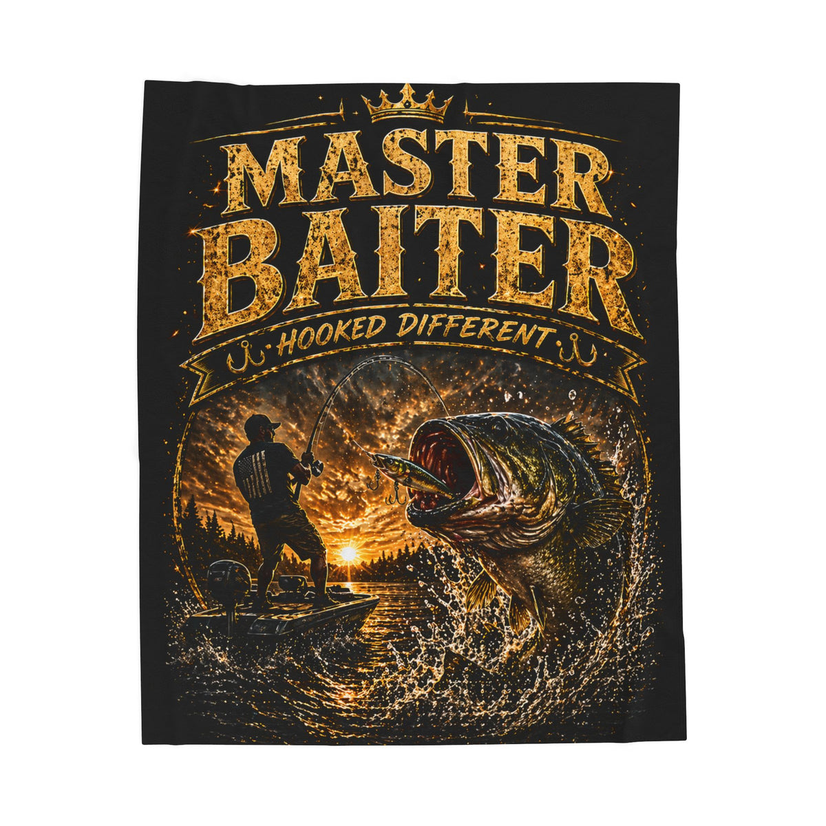 Master Baiter Fishing Blanket – Velveteen Plush Throw for Anglers