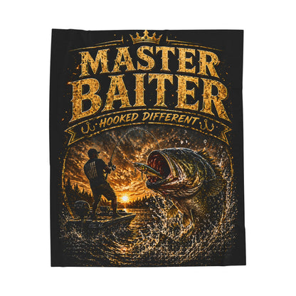 Master Baiter Fishing Blanket – Velveteen Plush Throw for Anglers