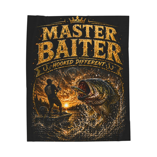 Master Baiter Fishing Blanket – Velveteen Plush Throw for Anglers