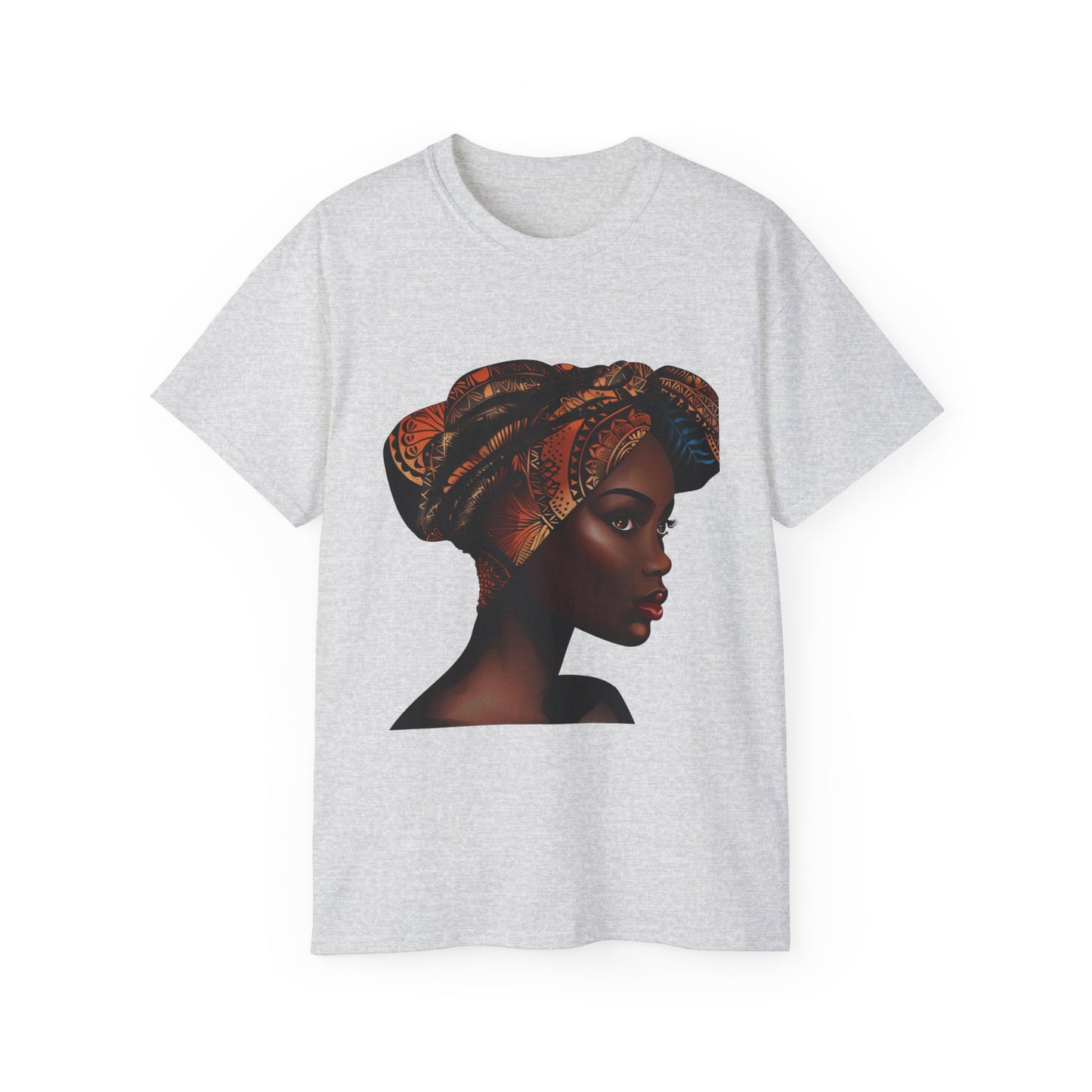 Queen Moon Unisex Ultra Cotton Tee - Afrocentric Design with Colorful Headwrap