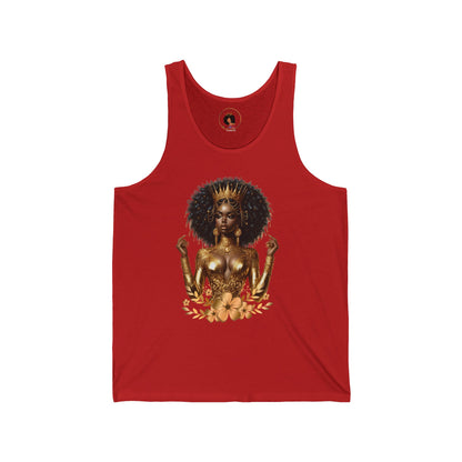 Golden Goddess Unisex Jersey Tank - Afrocentric Graphic Tank Top