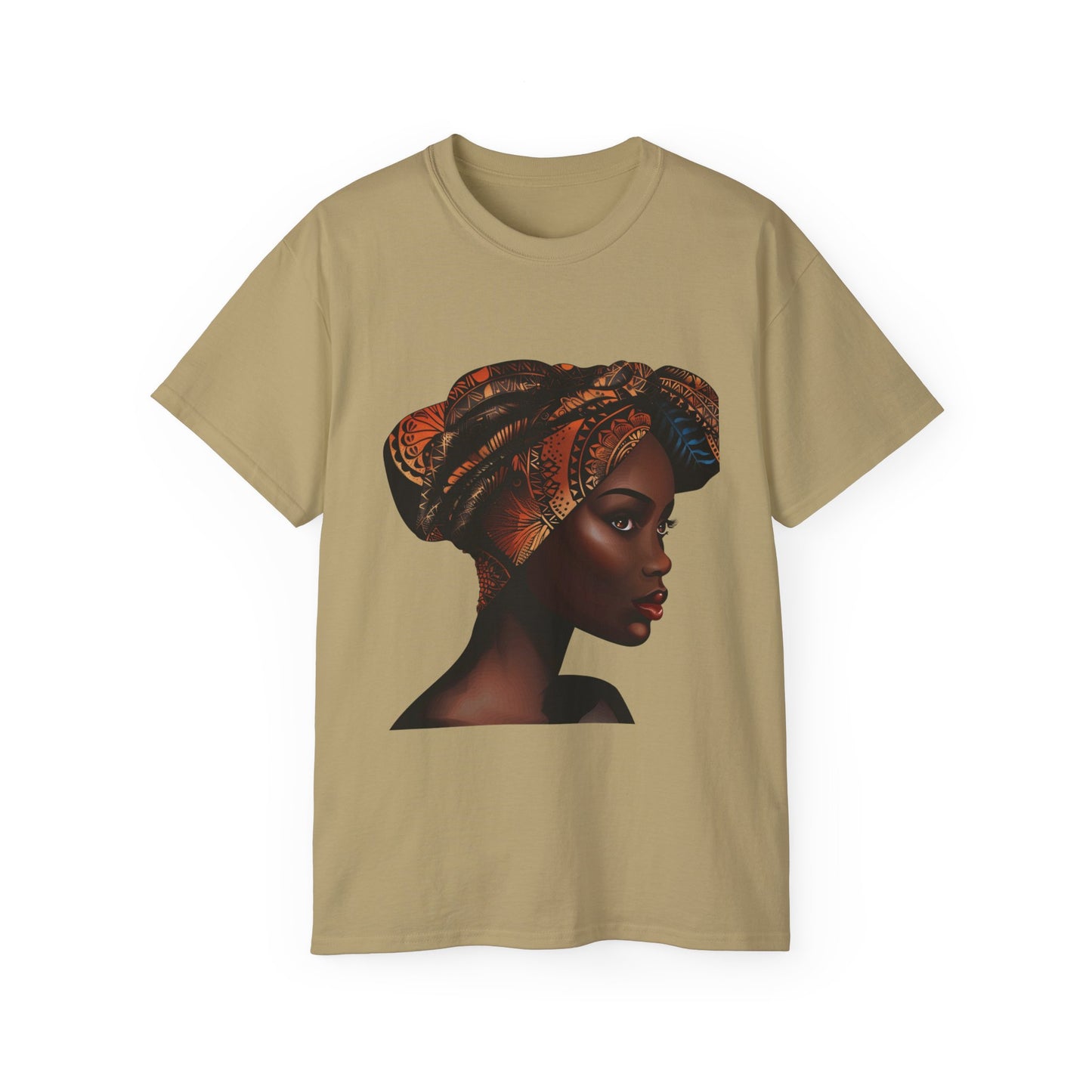 Queen Moon Unisex Ultra Cotton Tee - Afrocentric Design with Colorful Headwrap