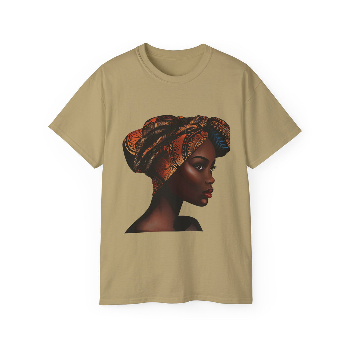 Queen Moon Unisex Ultra Cotton Tee - Afrocentric Design with Colorful Headwrap