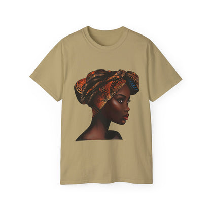Queen Moon Unisex Ultra Cotton Tee - Afrocentric Design with Colorful Headwrap