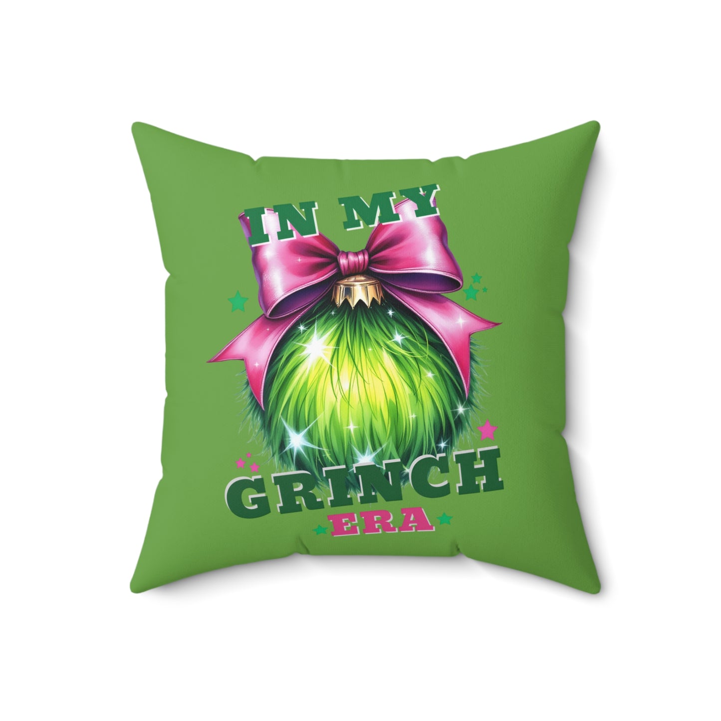 In My Grinch Era-Spun Polyester Square Pillow (Lt Green)