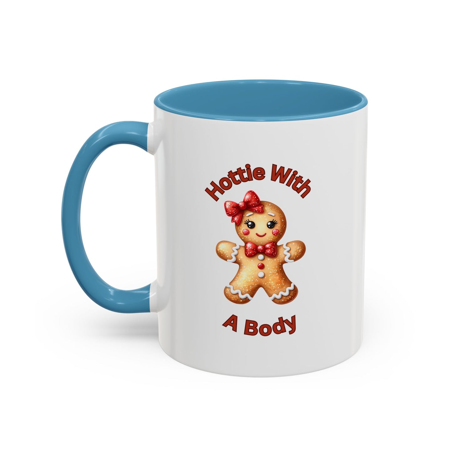 Hottie With A Body 2-Accent Coffee Mug (11, 15oz) (Red)