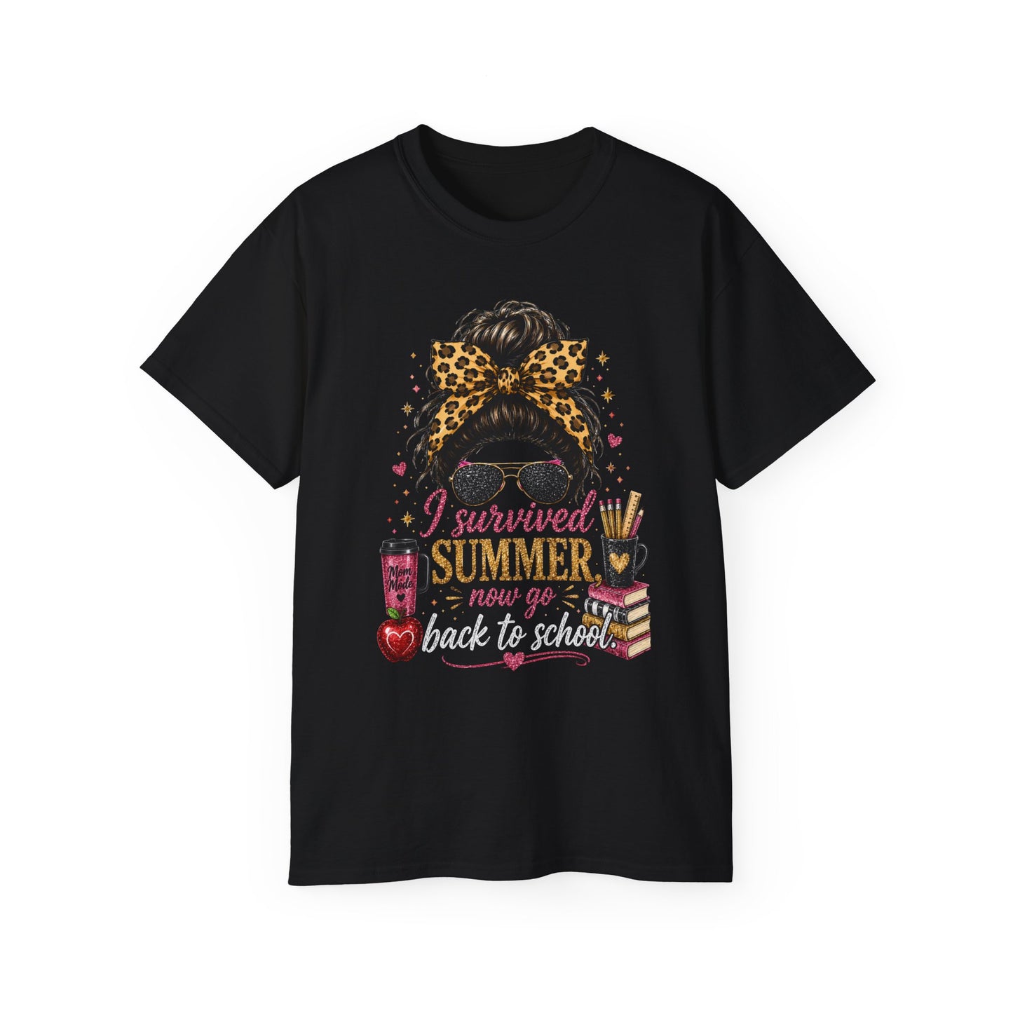 "I Survived Summer Now Go Back to School" Graphic Shirt" -Back-to-School Tee  4
