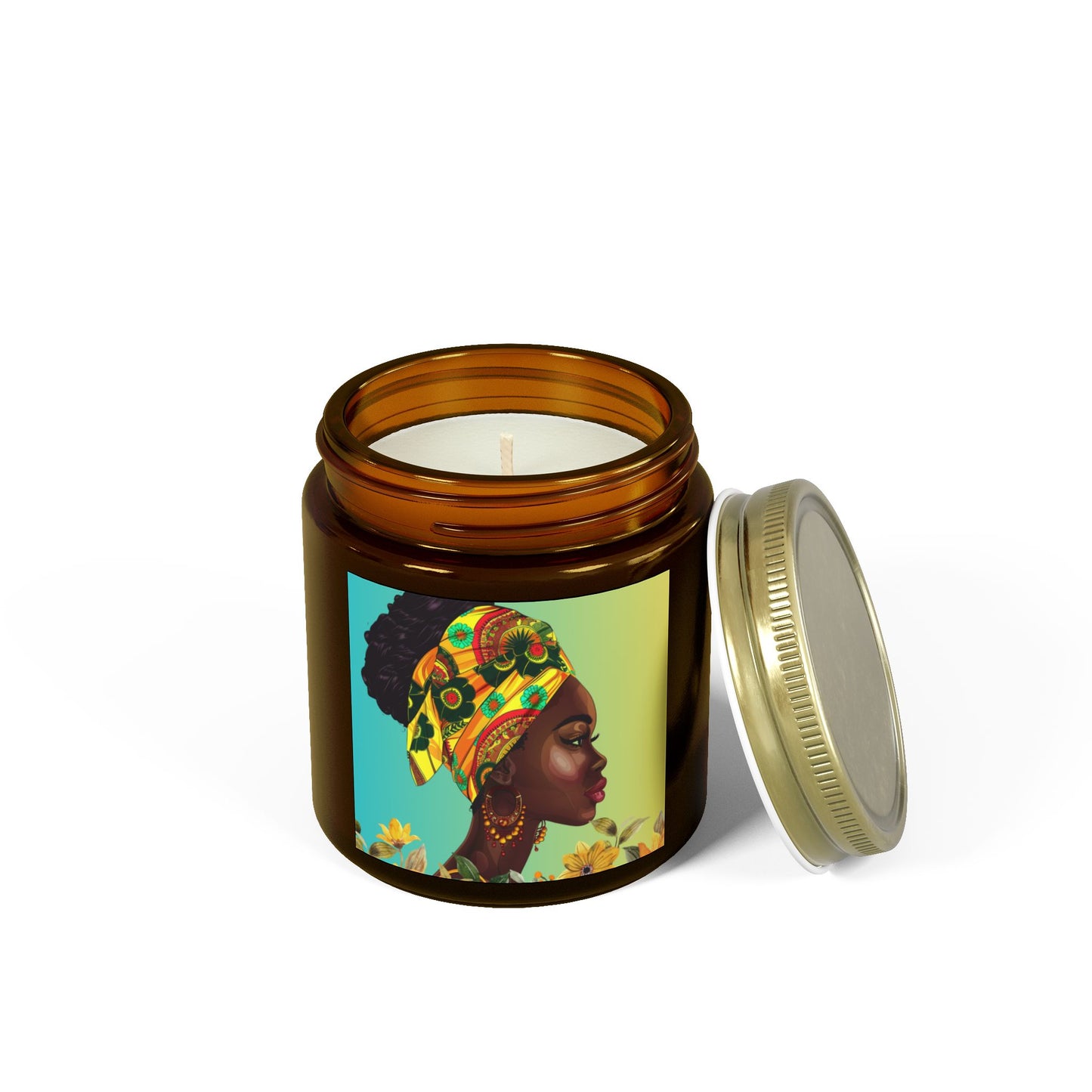 Yellow Flower-Scented Candles, Coconut Apricot Wax (4oz, 9oz)