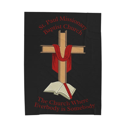 Church Cross Plush Blanket —Black