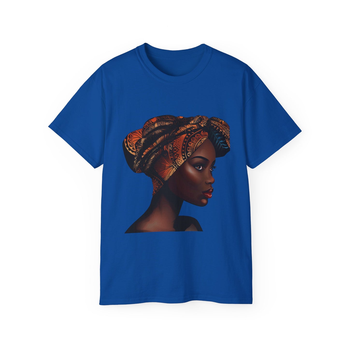 Queen Moon Unisex Ultra Cotton Tee - Afrocentric Design with Colorful Headwrap