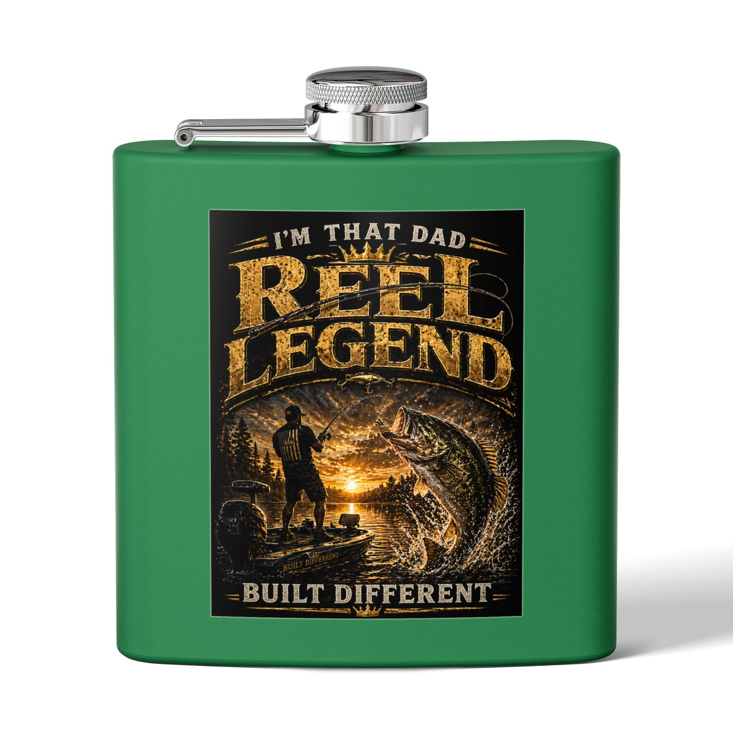 "Reel Legend” 6oz Stainless Steel Hip Flask