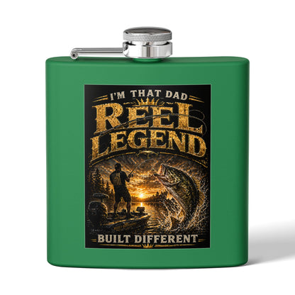 "Reel Legend” 6oz Stainless Steel Hip Flask