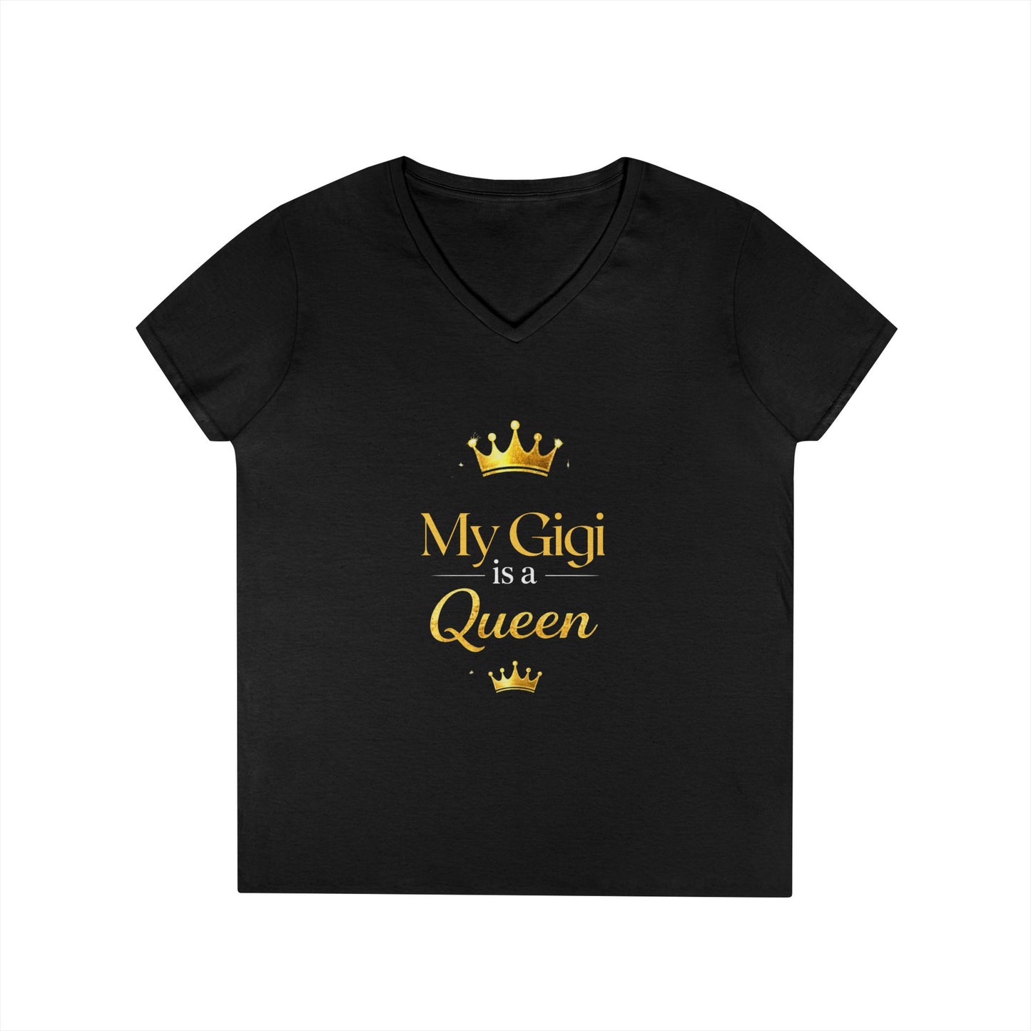 My Gigi Is a Queen V-Neck Tee (Purple)— Granddaughter Gift, Gigi Queen Shirt
