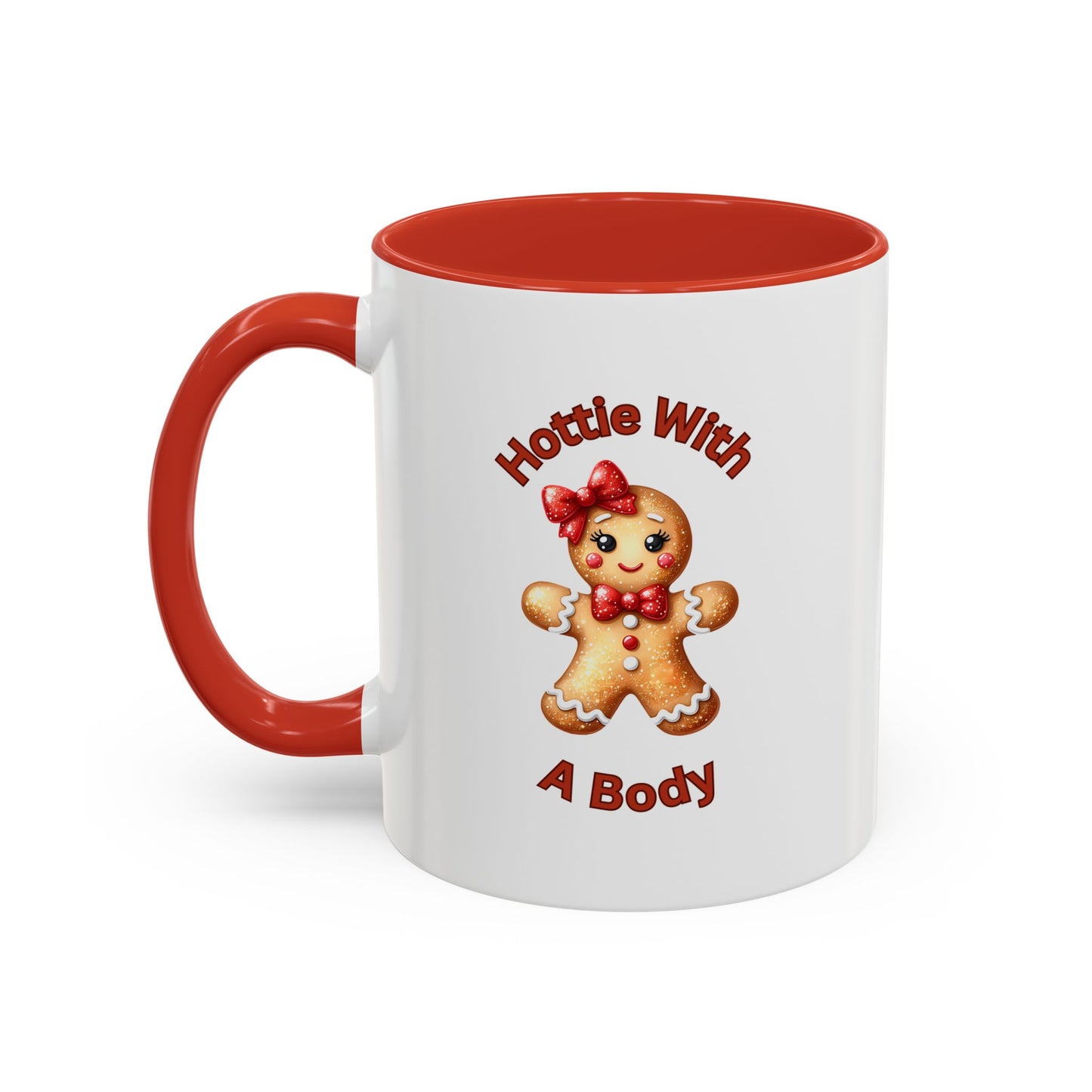 Hottie With A Body 2-Accent Coffee Mug (11, 15oz) (Red)