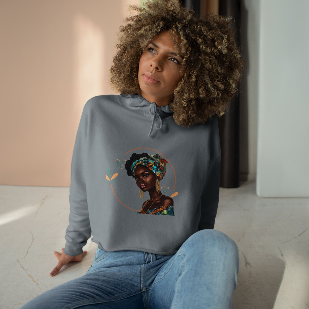 Queen Teal Crop Hoodie